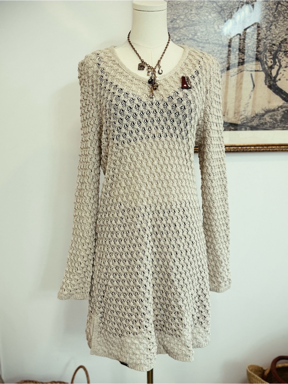 ✨ FREE PEOPLE vintage crochet dress - Picture 2 of 4